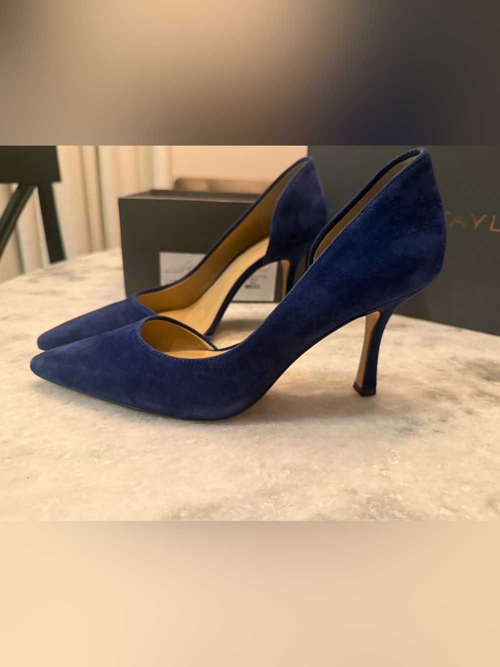 Ann Taylor Blue Suede Pointed-Toe D'Orsay Heels - Picture 3 of 7